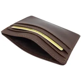 Dakota Genuine Leather Card Holder Brown Open